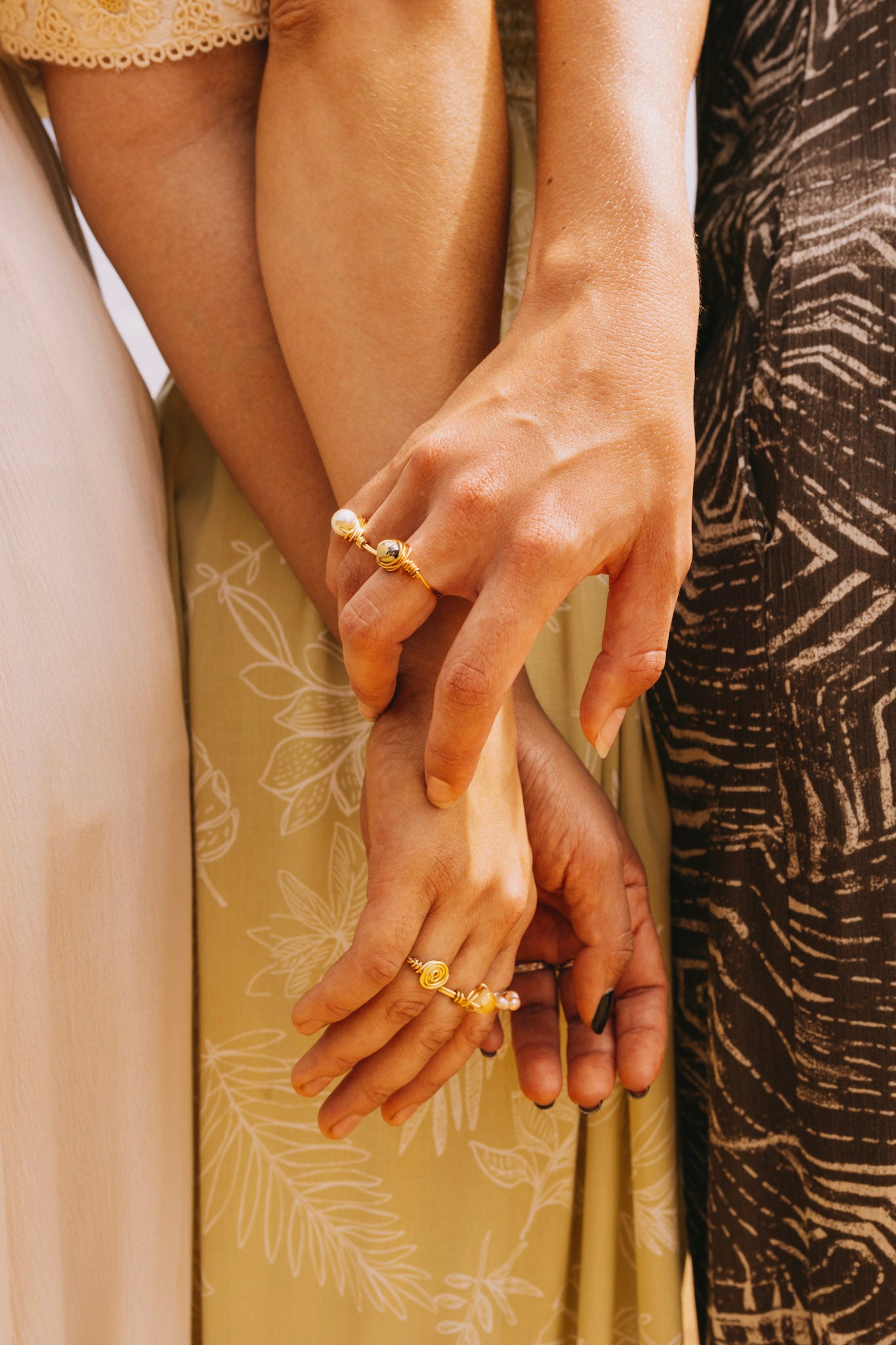 Champagne Pearl Wire Rings